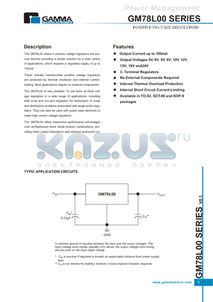 GM78L06T92B datasheet - POSITIVE VOLTAGE REGULATORS