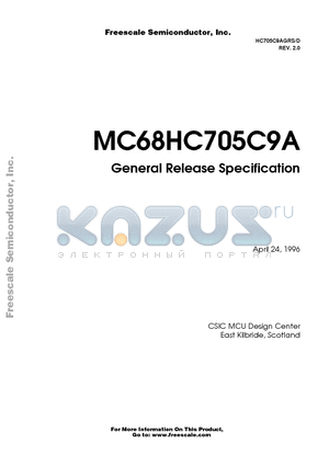 MC68HC705C9ACB datasheet - General Release Specification
