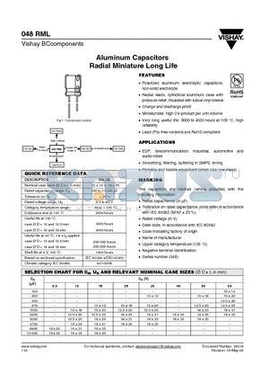 MAL204830471E3 datasheet - Aluminum Capacitors Radial Miniature Long Life