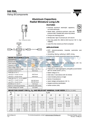 MAL204834102E3 datasheet - Aluminum Capacitors Radial Miniature Long Life
