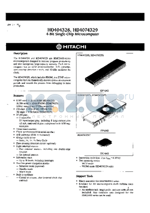 HD404328FS datasheet - 4 BIT SINGLE CHIP MICROCOMPUTER