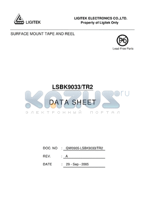 LSBK9033-TR2 datasheet - SURFACE MOUNT TAPE AND REEL