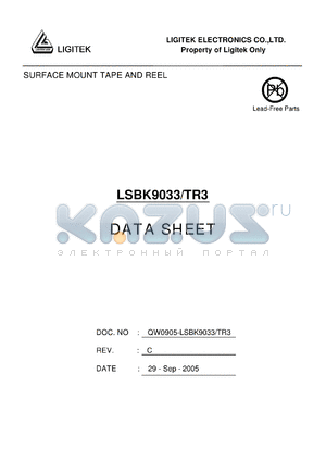 LSBK9033-TR3 datasheet - SURFACE MOUNT TAPE AND REEL
