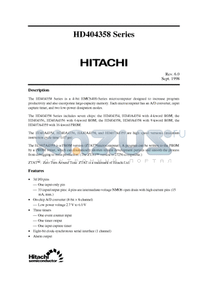 HD404358H datasheet - 4-bit HMCS400-Series microcomputer