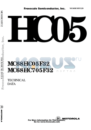 MC68HC705F32CPU datasheet - a member of the M68HC05 family of HCMOS