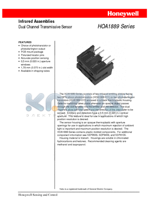 HOA1889-013 datasheet - Dual Channel Transmissive Sensor