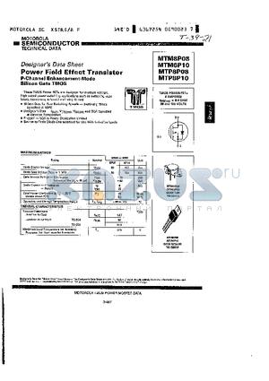 MTP8P10 datasheet - POWER FIELD EFFECT TRANSISTOR