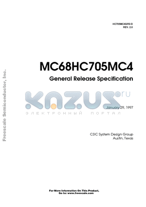 MC68HC705MC4CP datasheet - General Release Specification