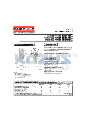 GMA7175CA datasheet - 0.7 5X7 DOT MATRIX DISPLAYS