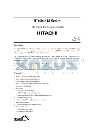 HD404612H datasheet - 4-Bit Single-Chip Microcomputer