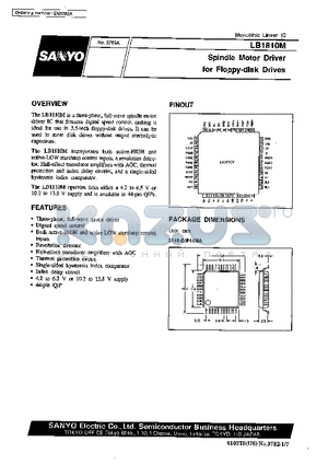 LB1810M datasheet - Spindle Motor Driver for Floppy-disk Drives