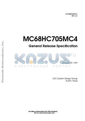 MC68HC705MC4 datasheet - General Release Specification