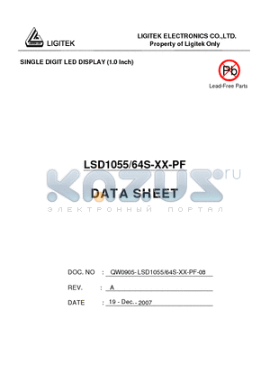 LSD1055-64S-XX-PF datasheet - SINGLE DIGIT LED DISPLAY (1.0 Inch)