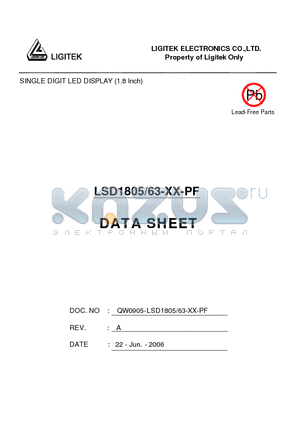 LSD1805-63-XX-PF datasheet - SINGLE DIGIT LED DISPLAY (1.8 Inch)
