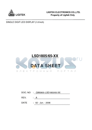 LSD1805-65-XX datasheet - SINGLE DIGIT LED DISPLAY (1.8 Inch)