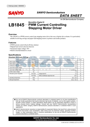 LB1845 datasheet - PWM Current Controlling Stepping Motor Driver