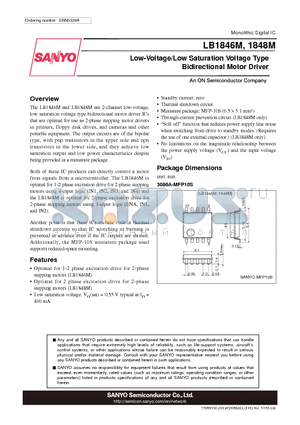 LB1846M_99 datasheet - Low-Voltage/Low Saturation Voltage Type Bidirectional Motor Driver