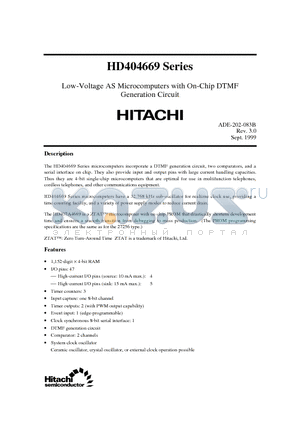 HD4046612 datasheet - Low-Voltage AS Microcomputers with On-Chip DTMF Generation Circuit