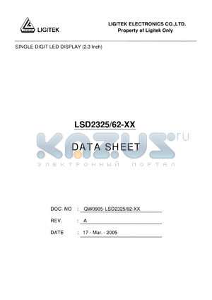 LSD2325-62-XX datasheet - SINGLE DIGIT LED DISPLAY (2.3 Inch)