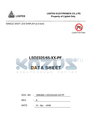 LSD2325-65-XX-PF datasheet - SINGLE DIGIT LED DISPLAY (2.3 Inch)