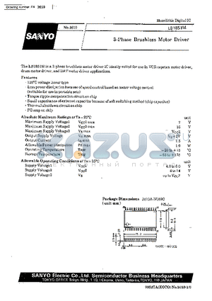 LB1851M datasheet - 3-phase Brushless Motor Driver