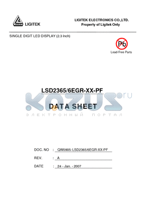 LSD2365/6EGR-XX-PF datasheet - SINGLE DIGIT LED DISPLAY (2.3 Inch)