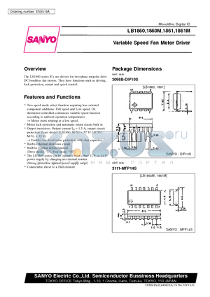 LB1861M datasheet - Variable Speed Fan Motor Driver