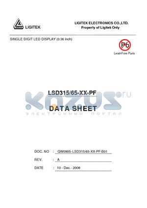 LSD315-65-XX-PF datasheet - SINGLE DIGIT LED DISPLAY (0.36 Inch)