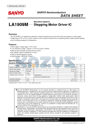LB1909M datasheet - Monolithic Linear IC Stepping Motor Driver IC