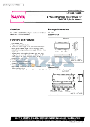 LB1895D datasheet - 3-Phase Brushless Motor Driver for CD-ROM Spindle Motors