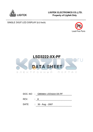 LSD3222-XX-PF datasheet - SINGLE DIGIT LED DISPLAY (0.3 Inch)