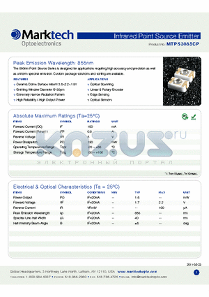 MTPS3085CP datasheet - Peak Emission Wavelength: 855nm