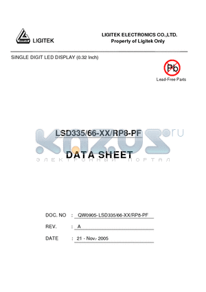 LSD335-66-XX-RP8-PF datasheet - SINGLE DIGIT LED DISPLAY (0.32 Inch)