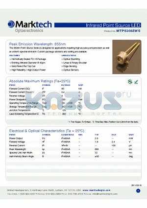 MTPS3085WS datasheet - Infrared Point Source LED