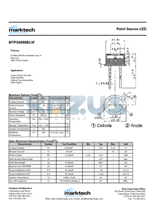 MTPS4088BLW datasheet - Point Source LED