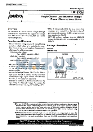 LB1930M datasheet - Single-Channel Low Saturation Voltage Forward/Reverse Motor Driver