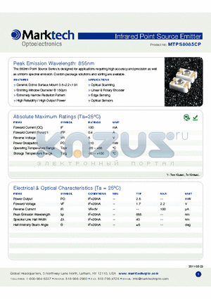 MTPS8085CP_1105 datasheet - Peak Emission Wavelength: 855nm