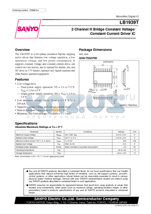LB1939T_09 datasheet - 2 Channel H Bridge Constant Voltage/Constant Current Driver IC