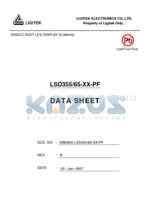 LSD355/65-XX-PF datasheet - SINGLE DIGIT LED DISPLAY (0.39Inch)