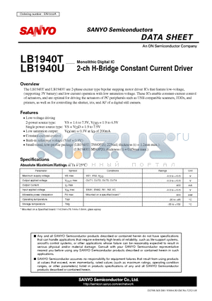 LB1940T datasheet - 2-ch H-Bridge Constant Current Driver