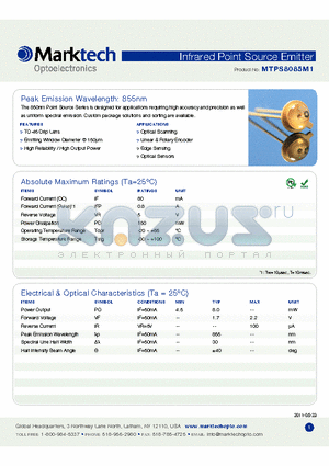 MTPS8085M1_1105 datasheet - Peak Emission Wavelength: 855nm