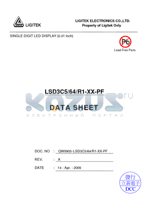 LSD3C5-64-R1-XX-PF datasheet - SINGLE DIGIT LED DISPLAY (0.31 Inch)