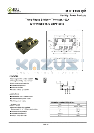 MTPT100 datasheet - Three-Phase Bridge  Thyristor, 100A