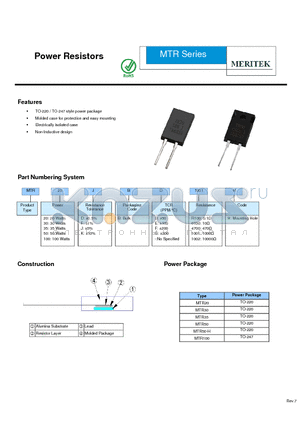 MTR100DBD0100-H datasheet - Power Resistors