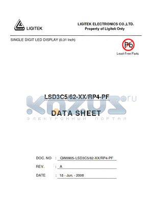 LSD3C5-62-XX-RP4-PF datasheet - SINGLE DIGIT LED DISPLAY (0.31 Inch)
