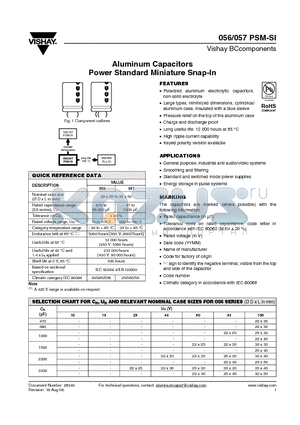 MAL205654333E3 datasheet - Aluminum Capacitors Power Standard Miniature Snap-In