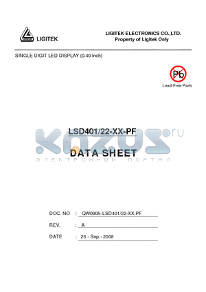 LSD401-22-XX-PF datasheet - SINGLE DIGIT LED DISPLAY (0.40 Inch)