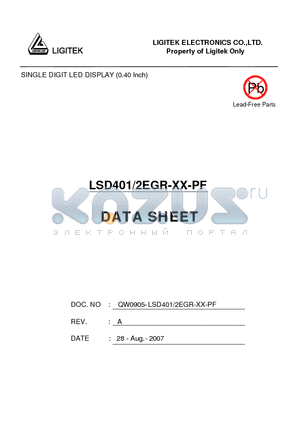 LSD401-2EGR-XX-PF datasheet - SINGLE DIGIT LED DISPLAY (0.40 Inch)