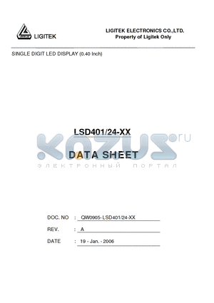LSD401-24-XX datasheet - SINGLE DIGIT LED DISPLAY (0.40 Inch)