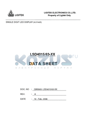 LSD4015/63-XX datasheet - SINGLE DIGIT LED DISPLAY (4.0 Inch)